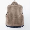Retro Blue Lambhair and Plush Thick Denim Vest Women's Winter Casual Sleeveless Jacket