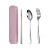 2 шт. портативный набор палочек для еды ложек из нержавеющей стали для студентов с ящиком для хранения узор розовый