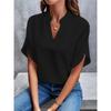 Women's Fashion Casual Summer Solid Color Print Short Sleeve V-Neck Blouses & Shirts