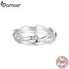 BAMOER 925 Sterling Silver Simple Twisted Ring Fashion Everyday Wear For Women Birthday Gifts Fine Jewelry