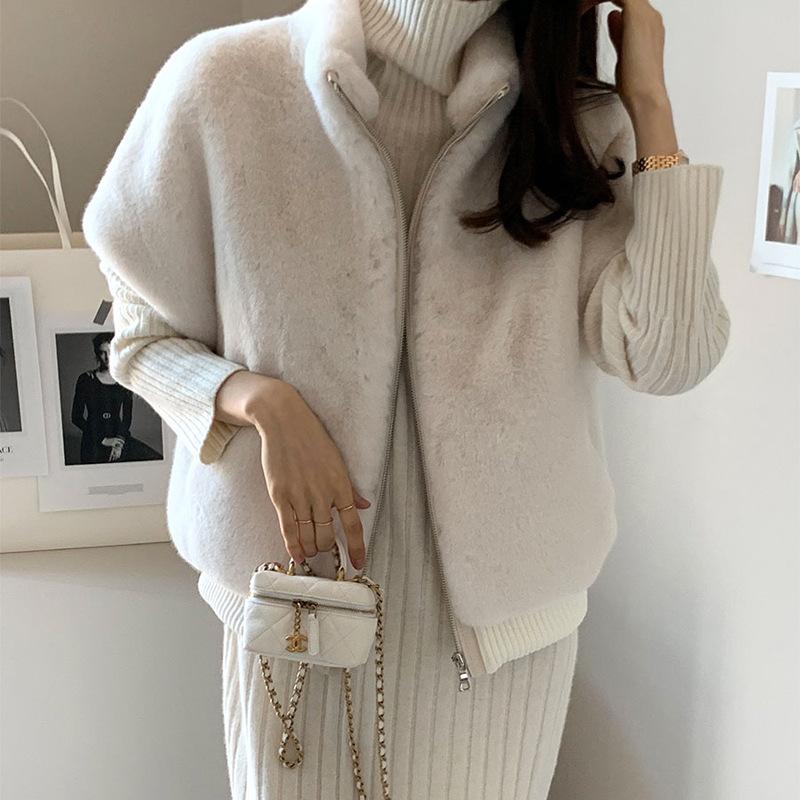 Женская норковая меховая жилетка Chic высокого класса на молнии, меховая короткая куртка снаружи