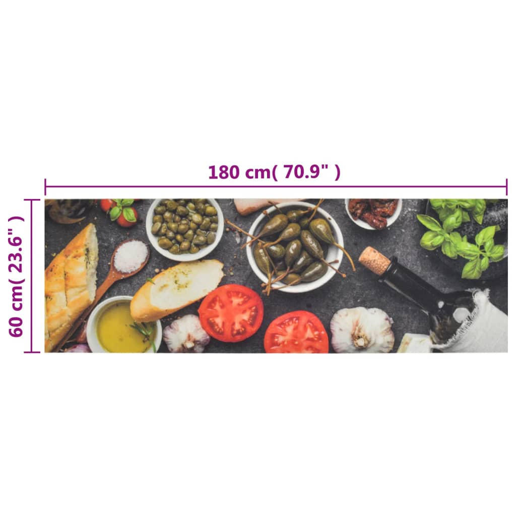 Моющийся кухонный коврик-дорожка Тема "Вино и обед" 60 x 180 см Бархат