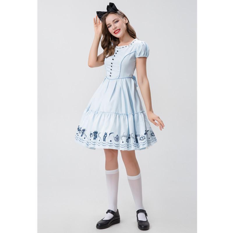 Костюм горничной Алисы в Стране чудес Полиэстер Косплей-платье для сценического выступления