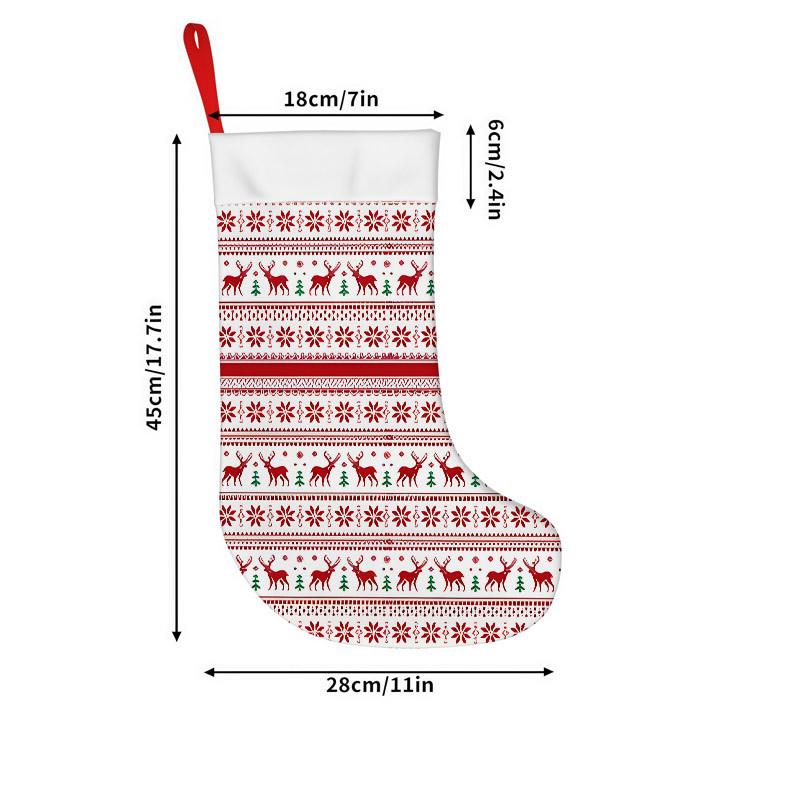 Christmas decoration fireplace hanging stockingChristmas Stockings 1pc 45.72 cm, Nordic Reindeer Floral Red Pr