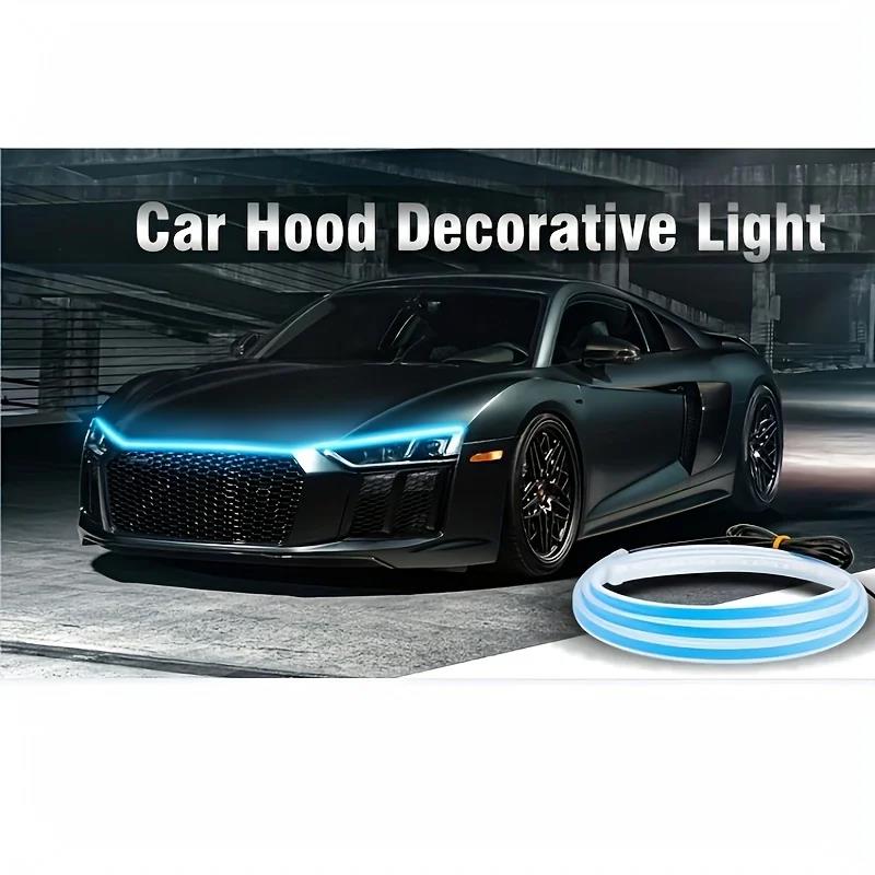 1pc Led Car Hood Lights Seqentuial Universal Headlight Strip Car Decorative Atmosphere Lamp DRL Auto Daytime Running Lights Dome Lights 6