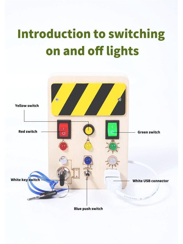 Montessori LED Circuit Board Wooden Busy Toy for Early Education