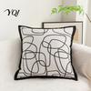 Skin Friendly Chenille Cushion Covers Modern Cover, Abstract Line Throw Pillow Geometric Stylish Decorative Case for Sofa Bed Car Home Decor,