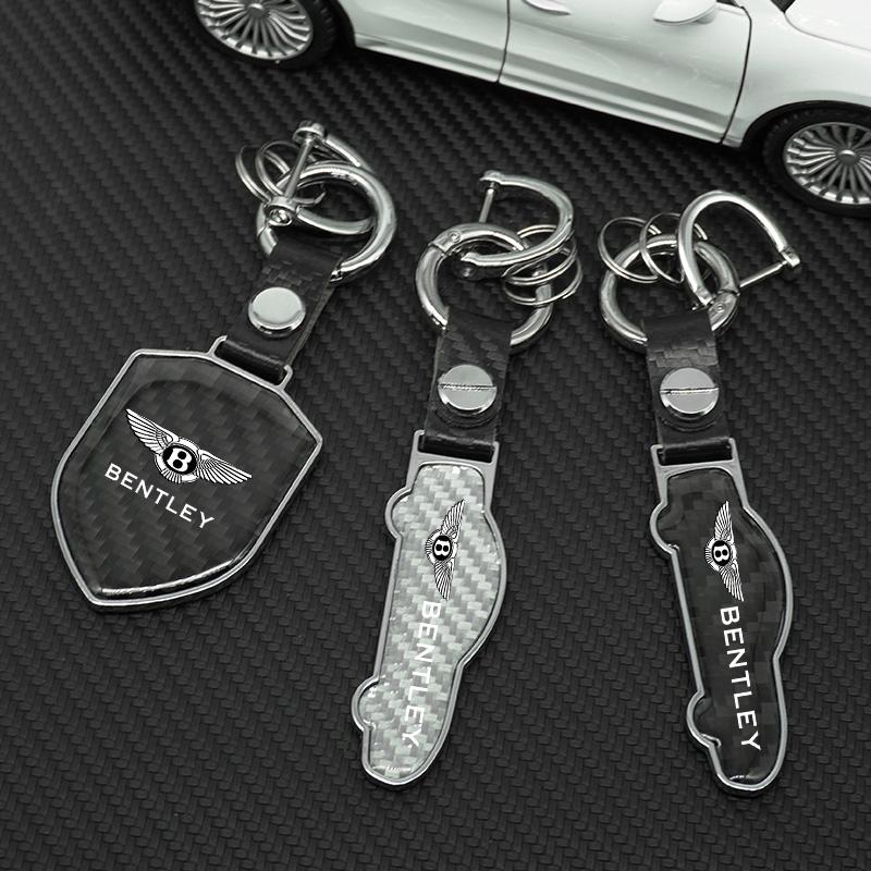 Carbon Fiber B-Bentley-B Car Keychain Keyring Key Ring Pendant for Bentley Continental GT MULLINER Bentayga Flying Hurtling Spur