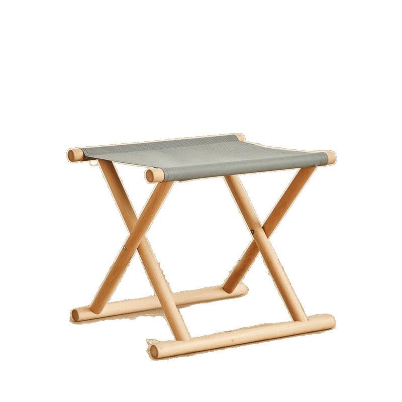 Camping Folding Chair, Solid Wood Portable Outdoor Folding Stool, Long Bench, Wooden Small Stool, Cushioned Long Bench