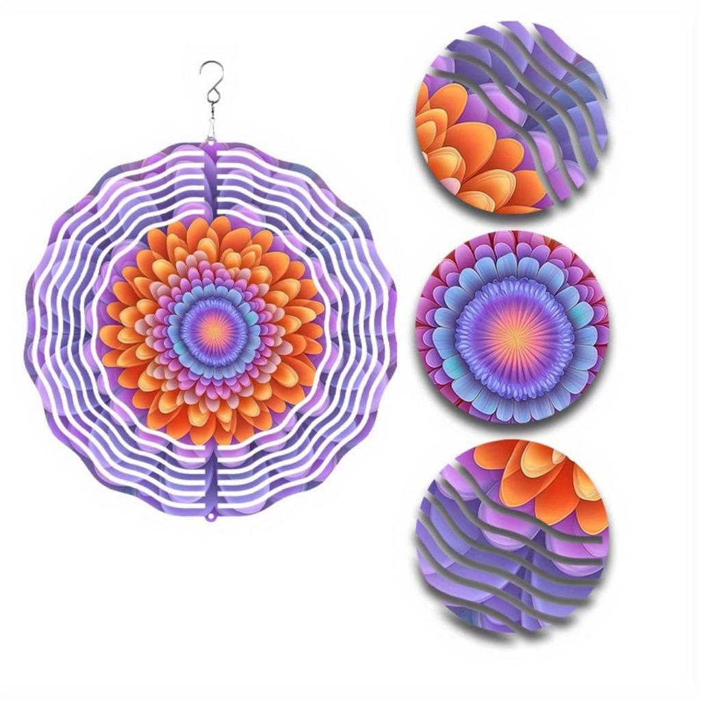 Металлический ветряной спиннер 10 дюймов, садовый декор, подвесная музыка ветра, крючок с вращением на 360 градусов, не требует батареек, художественный дизайн для улицы, все сезоны