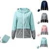 Women's Fashion-Simple Color Matching Outdoor Sports Ipper Pocket Windproof And Rainproof Hooded Windbreaker Pocket Jacket