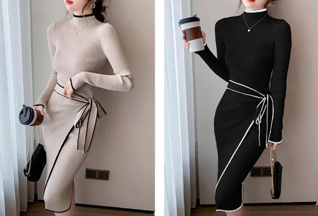 Morris coo Элегантное вязаное облегающее Красивое Длинное Стройнящее Идеально для свиданий Одно платье, Женское, Длинное, Облегающее, Черное, Рукава, Образ, (JP, Алфавит, Размер,