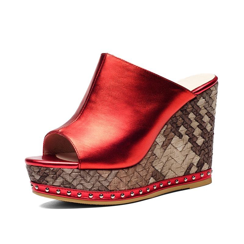 Модные женские туфли на танкетке, летние новые, с круглым носком, со средним носком, водонепроницаемые босоножки на платформе с высоким каблуком и вырезом «рыбий рот»