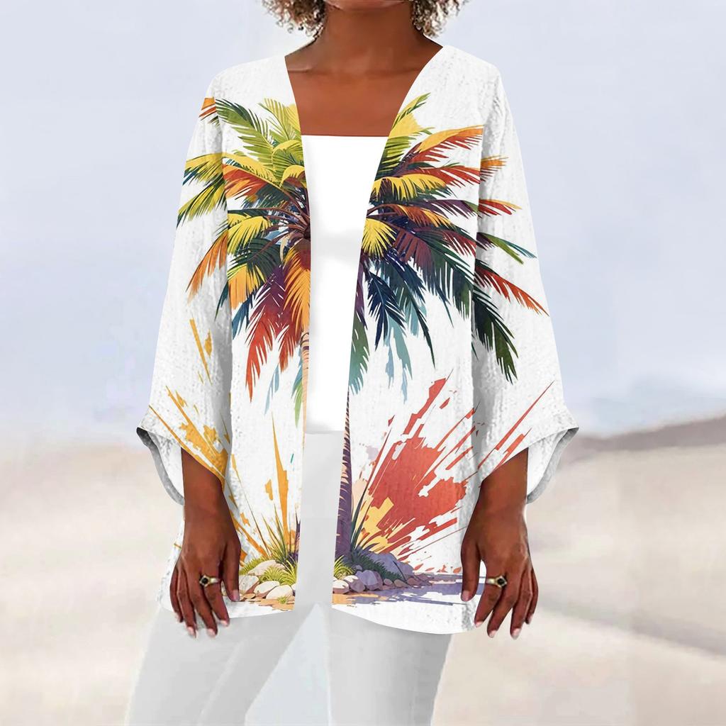 Women's Casual Fashion Printed Lightweight Mid-length Jacket Cardigan