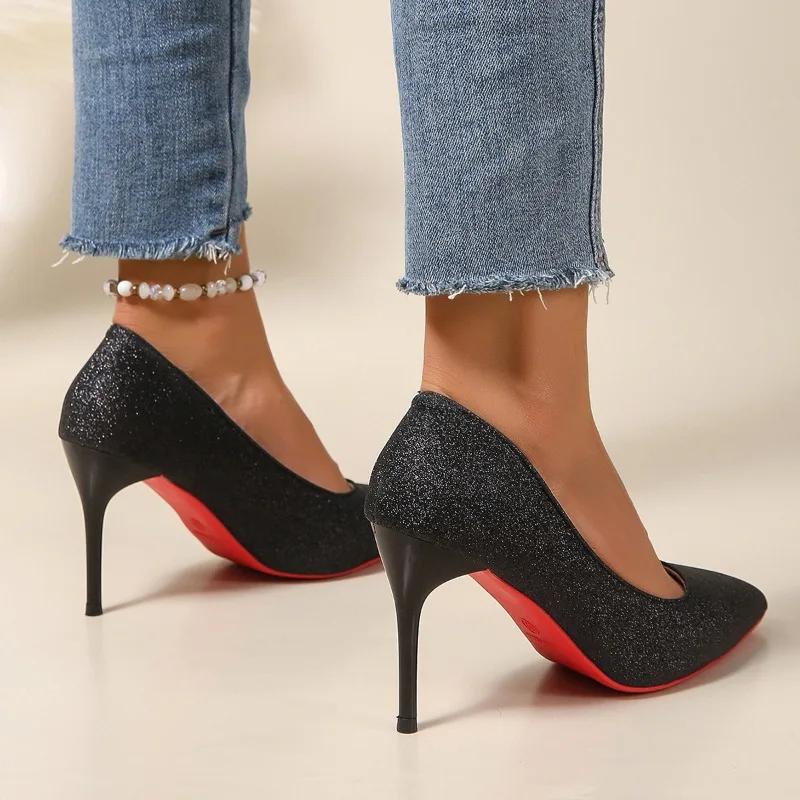 Fashion 2024 Fashion Women's Shoes Shallow Women's High Heels  Hot Sale Plus Size Solid Party Pumps Women Sexy Pointed Toe Heels Women