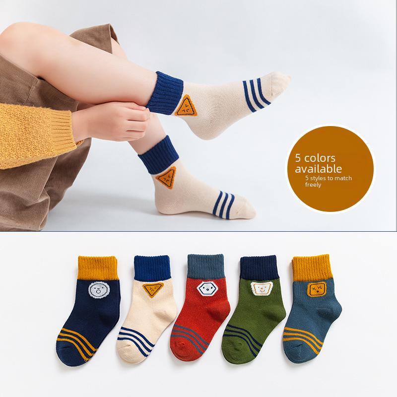 Детские носки средней длины: Дышащий, впитывающий пот, полиэстеровый хлопок для мальчиков и девочек, идеально подходит для весны, осени и зимы