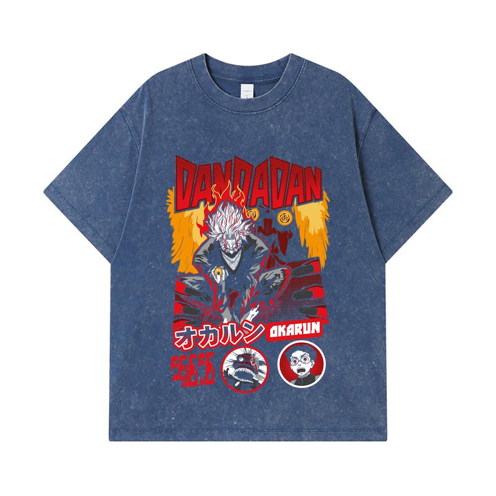 275 GSM Washed T-shirts 100% Cotton Dandadan V26 Okarun Turbo Print Unisex Heavy Cotton T Shirt