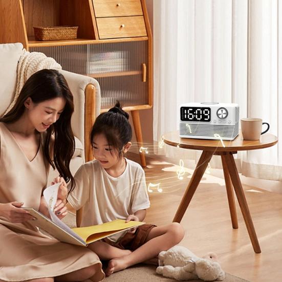Bluetooth-совместимый динамик с быстрым беспроводным зарядным устройством 15 Вт, стабильное соединение, многофункциональная зарядная станция с будильником и радио 4 в 1