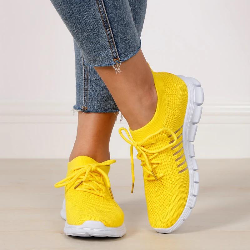 Women Sneaker Slip On Mesh Light Breathable Shoes Woman Walking Platform Comfort Casual Fashion Female Lace Up Non Slip Tenis