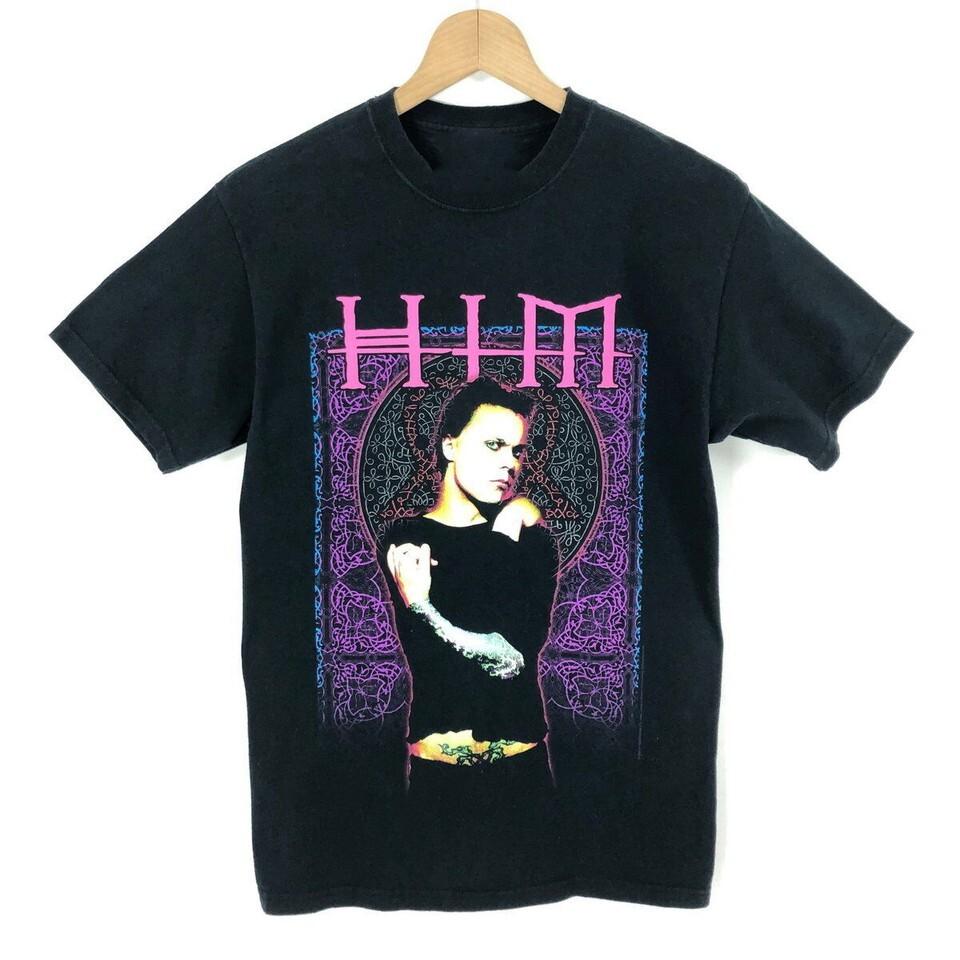 Футболка Him Band Us Tour 2006 Передняя сторона Черная Все размеры Футболка AM120 Унисекс Футболка
