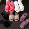 Fashion CrissCross Band Plush House Slippers for Women Open Toe Soft Sole Fuzzy Home Shoes Woman Winter Cozy Warm Indoor Floor Slippers
