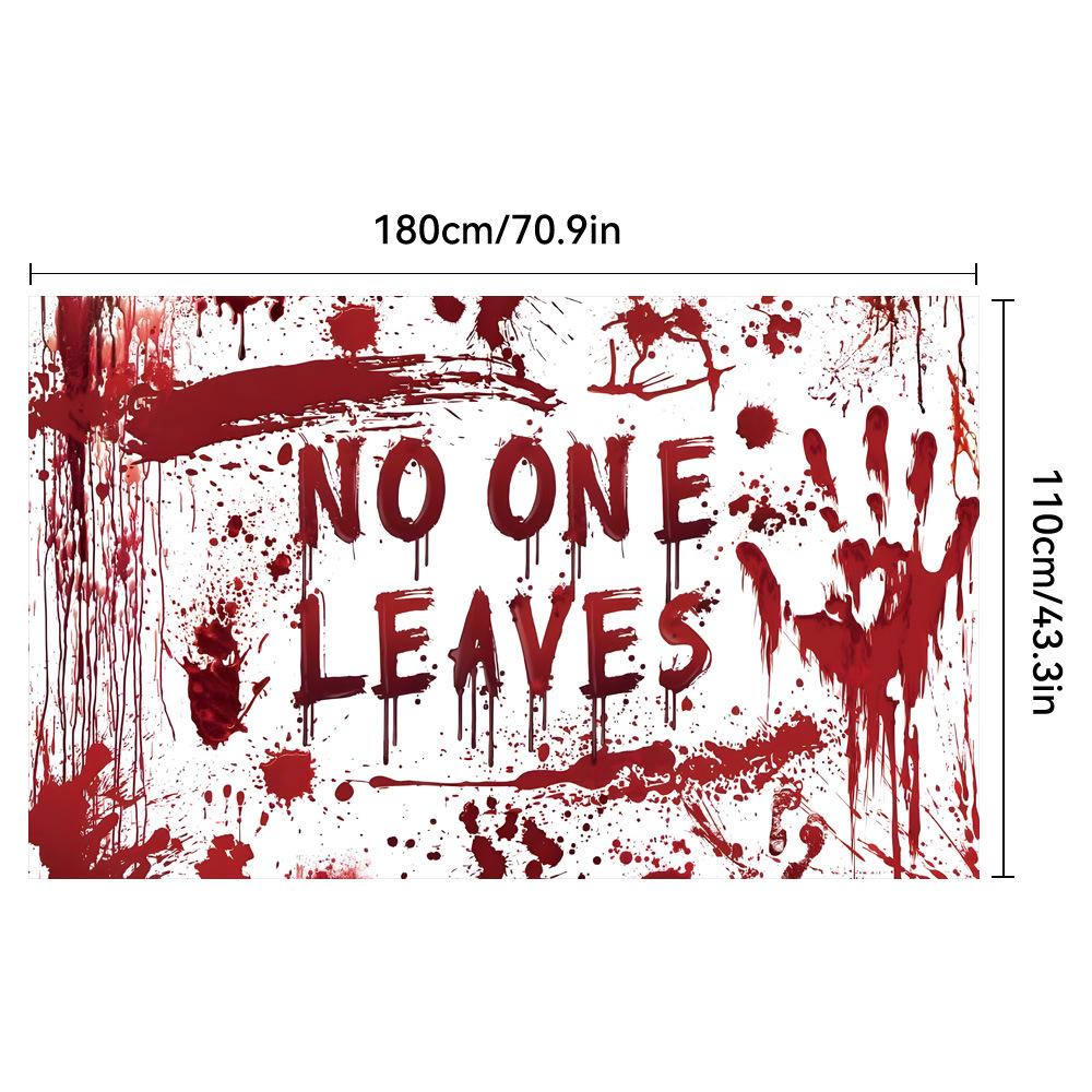 1pc White Red Halloween Party Backdrop Horro Blood Fingerprint Red Pumpkin Spider Banner for Halloween Themed Party Decoration