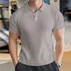 Men's Solid-color Short-sleeved Summer Casual Vertical Striped Lapel POLO Shirt