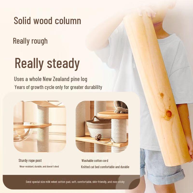 Solid Wood Cat Tree with Space Capsule