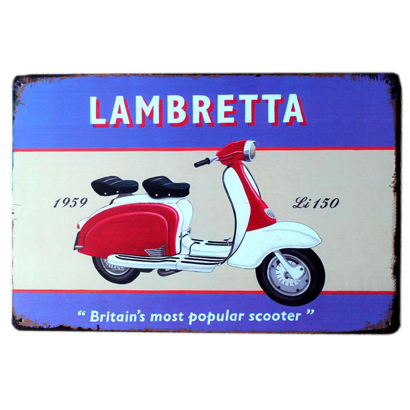 [ WellCraft ] Жестяная табличка с изображением мотоцикла Lambretta, домашняя настенная табличка, картина, декор для магазина 20*30 см FG-204