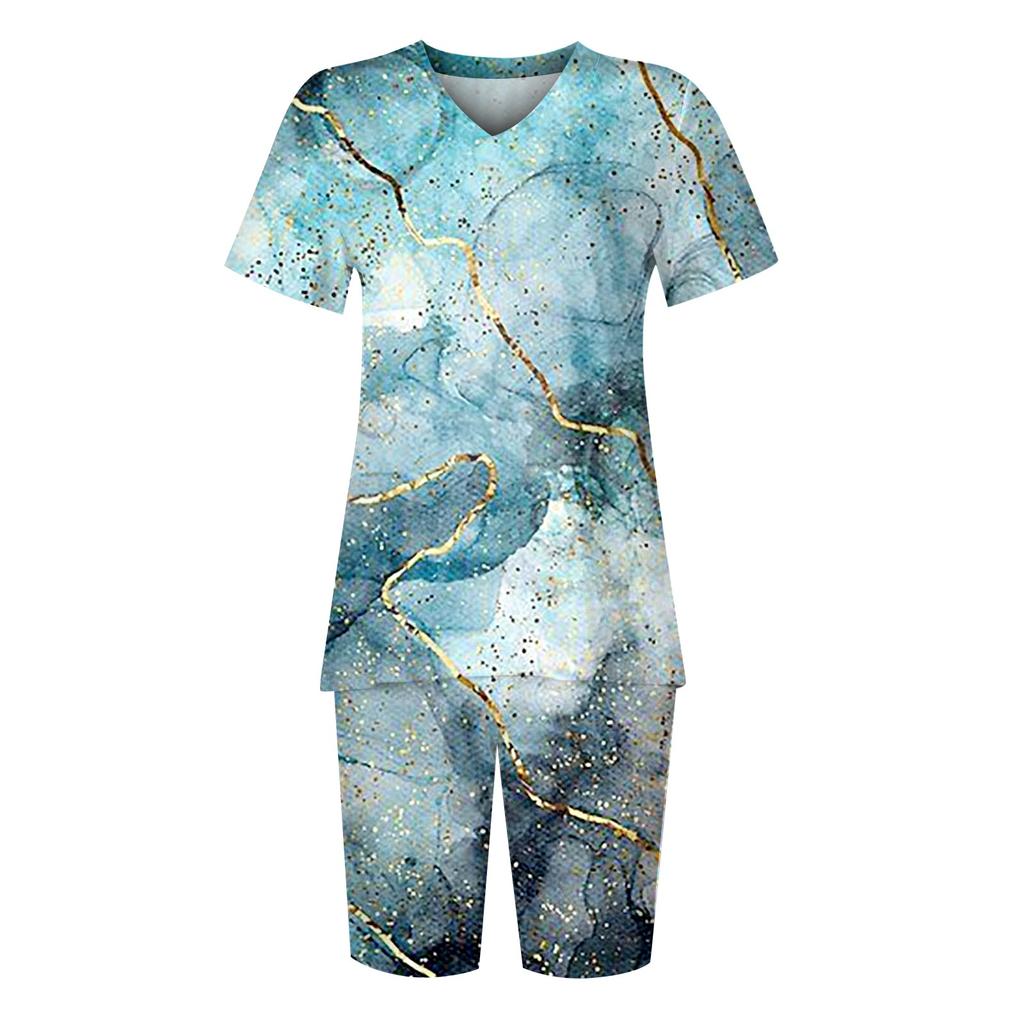 Женская одежда для дома, комплект из двух предметов для женщин, летняя футболка с v-образным вырезом, топы, шорты, спортивный спортивный костюм для тренировок