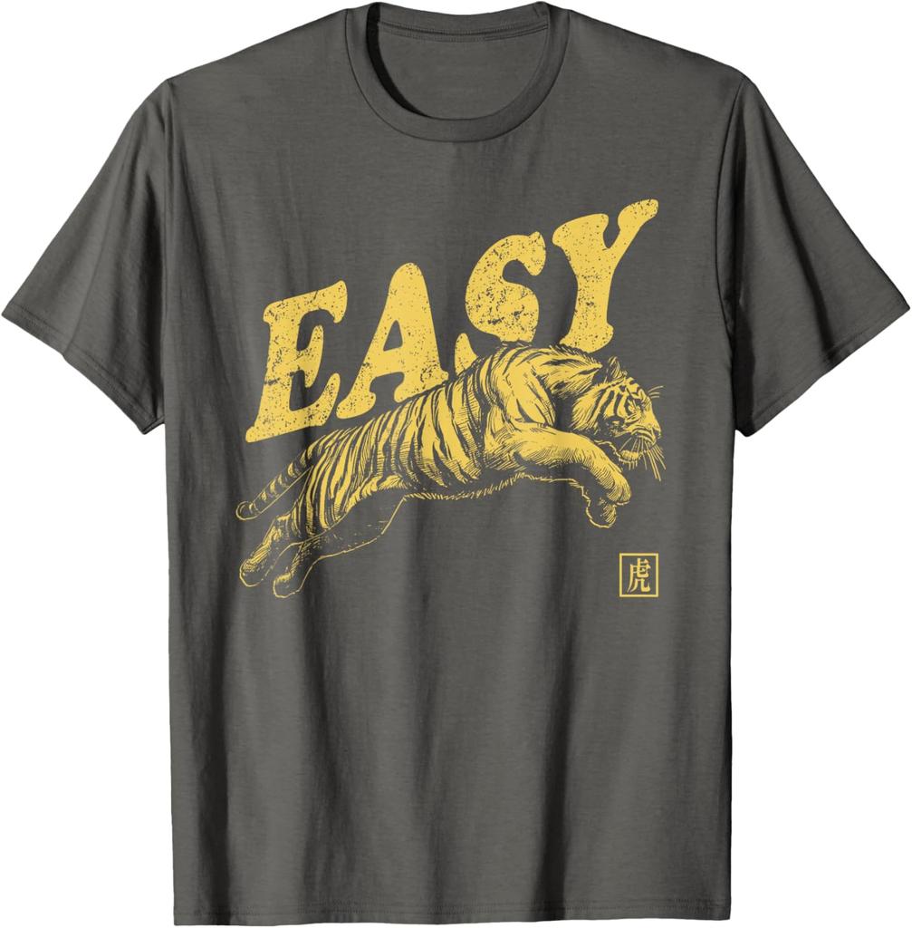 Мужская повседневная хлопковая футболка с графическим принтом Easy Tiger, ретро-стиль с эффектом потертости
