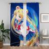 SailorS Moon Anti-mosquito Curtains 2 Pieces Modern Living Room Curtains for Camera Halloween Decoration Window Curtain Shades