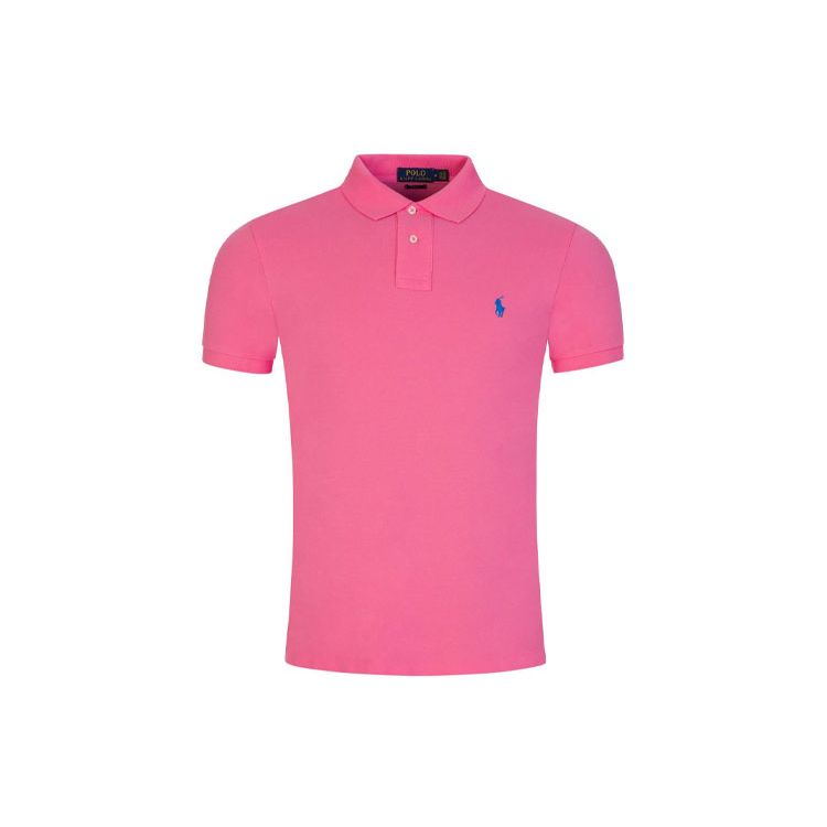 Polo Ralph Lauren Повседневная однотонная рубашка поло с коротким рукавом и вышитым логотипом для мужчин, розовая 710536856-245