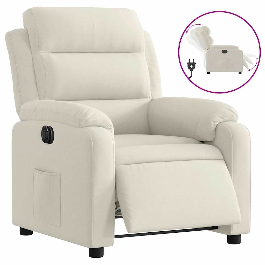 Electric Recliner Chair Cream Velvet