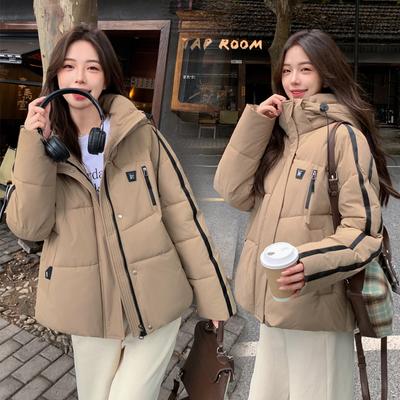Женское осенне-зимнее пальто большого размера с воротником-стойкой и капюшоном, короткая утолщенная ветрозащитная женская куртка для студентов