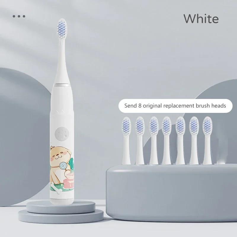 Children Sonic Electric Toothbrush IPX7 Waterproof Colorful Cartoon For Kid Use Soft Bristle Replaceable With Tooth Brush Heads
