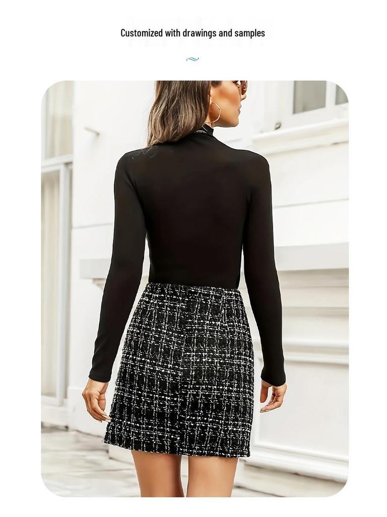 2025 Elegant Houndstooth Short Skirt - Autumn/Winter Fashion