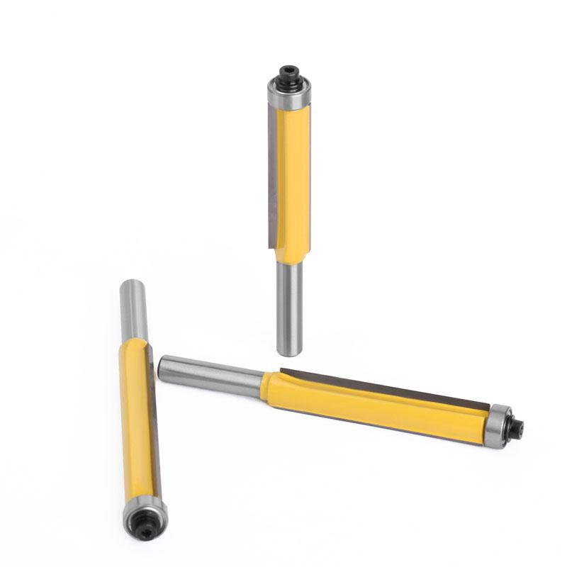 1/3 шт. 8 мм хвостовик с длинным лезвием шаблон шаблон бит карбида вольфрама заподлицо фрезы с подшипником для фрезы по дереву