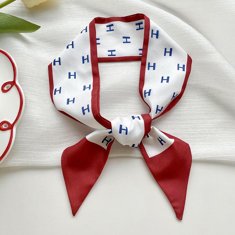 Long Silk Scarf, High-end New Versatile Hair Tie Streamer, Atmosphere Ribbon, Spring and Summer Decorative Scarf, Tied Bag Streamer