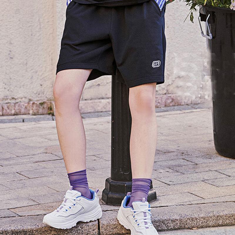 Skechers Однотонные Шорты Повседневные Прямые с Логотипом Женские шорты Угольно-Черный L122W057-0018