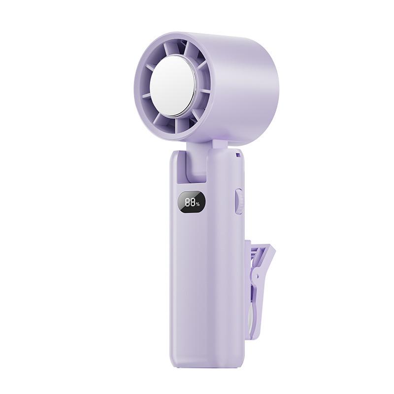 Multi-functional Portable USB Rechargeable Clip-on Fan with Digital Display & High Wind Power, Handheld Cooling & Ice Pack Support