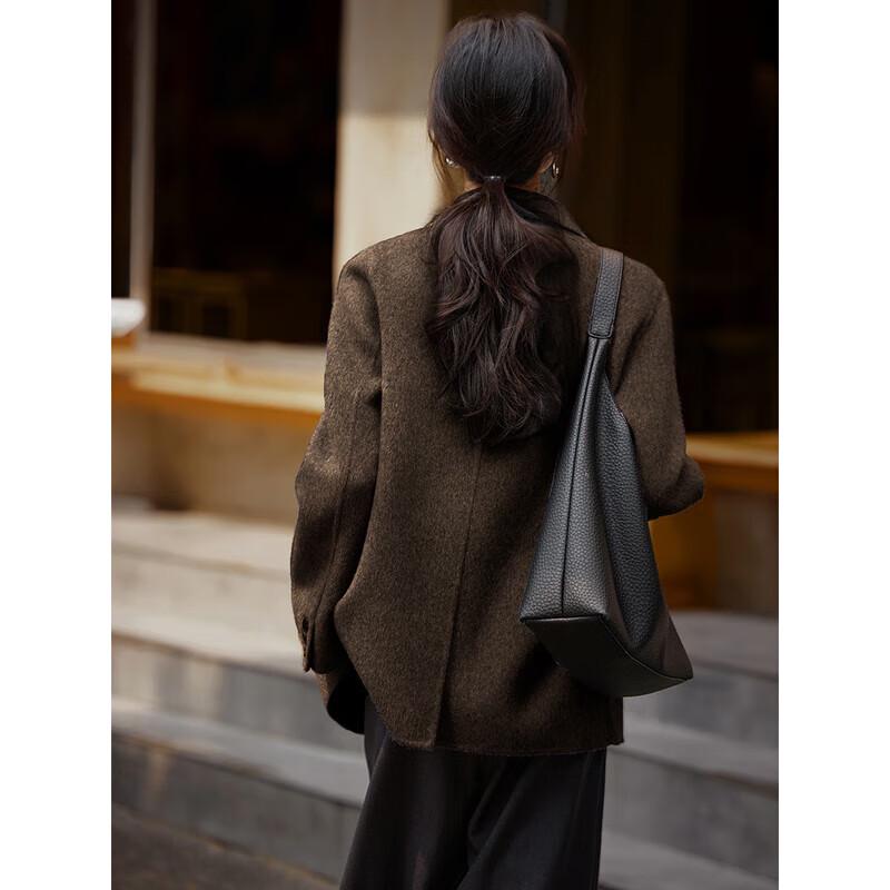 Mohan Yimei Women's Loose Fit Double-Sided Wool Blazer