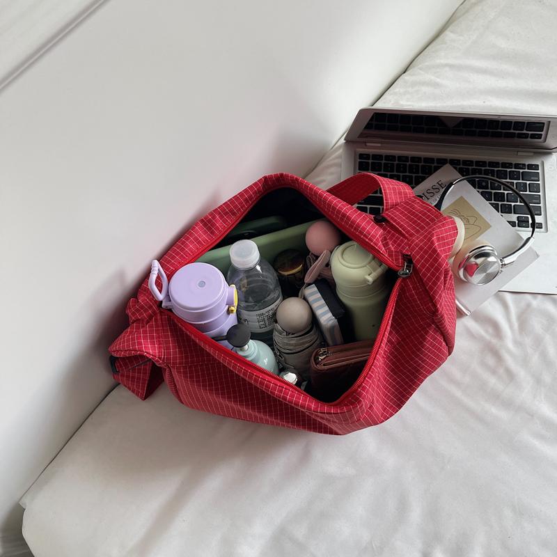 Вместительная клетчатая холщовая сумка женская легкая сумка через плечо кроссбоди сумка-пельмень