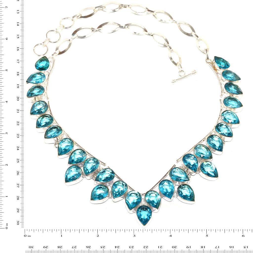 Swiss Blue Quartz Gemstone Friends Jewelry Necklace 16-18''