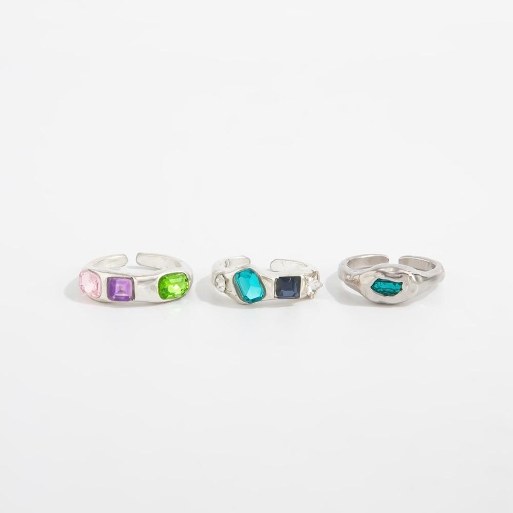 3Pcs/set Stone Inlay Toe Ring Color Gem Rhinestone Jewelry Easy Fit Open Toe Band  Street Shoot