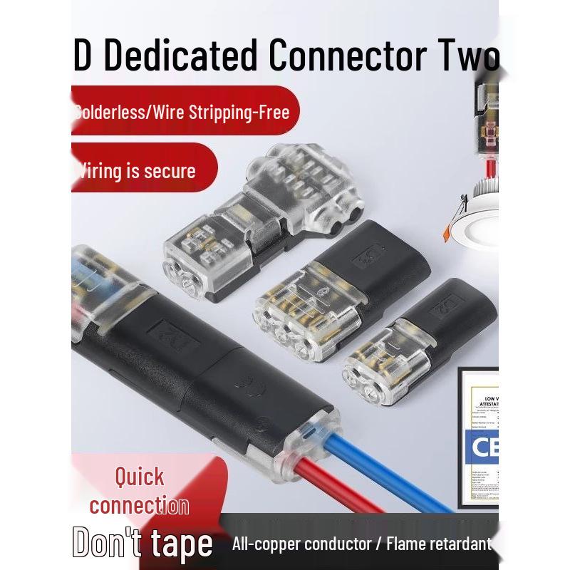 LED Strip Quick Connect Terminal Block - D2 Interlocking, Removable 2P, Double Wire, No Stripping Needed