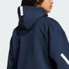adidas Мужская куртка с капюшоном на молнии, спущенным плечом, длинным рукавом, цвет чернильный синий JW4718