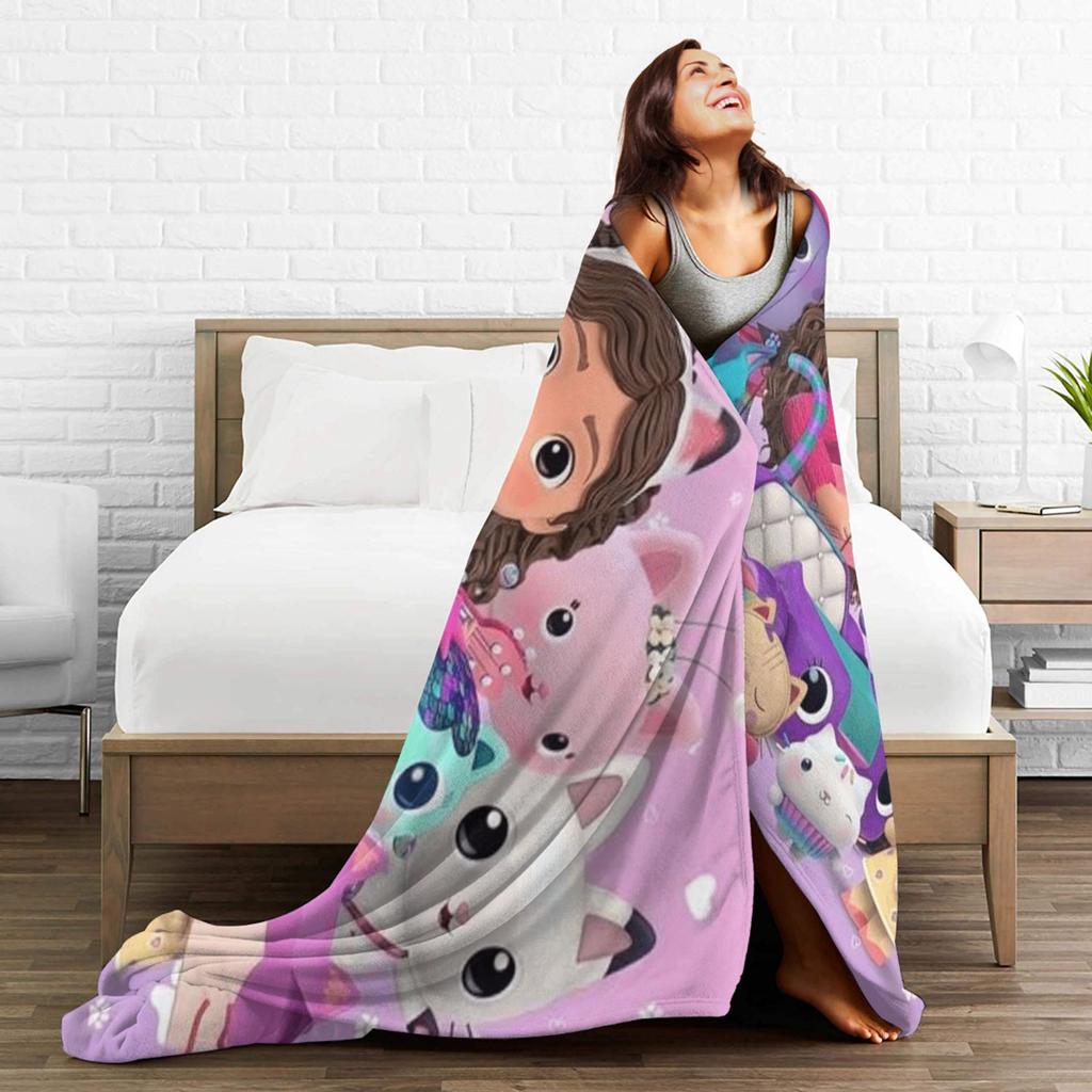 G-Gabby’s Dollhouseds Plush Blanket Boy Girl Flannel Bedding Throws For Couch Bed Super Warm Custom DIY Quality Bedspread Gift