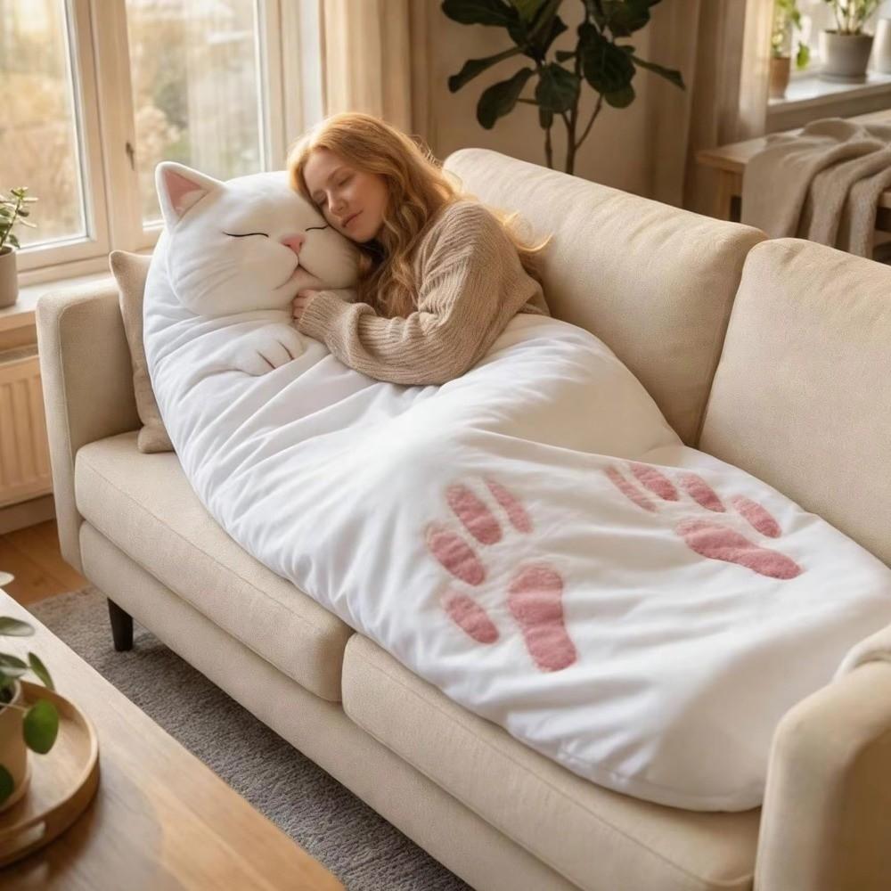 Мягкий Плюшевый Кот Конверт Спальный Мешок Уютное Теплое Одеяло Милый Туристический Спальный Мешок Походы