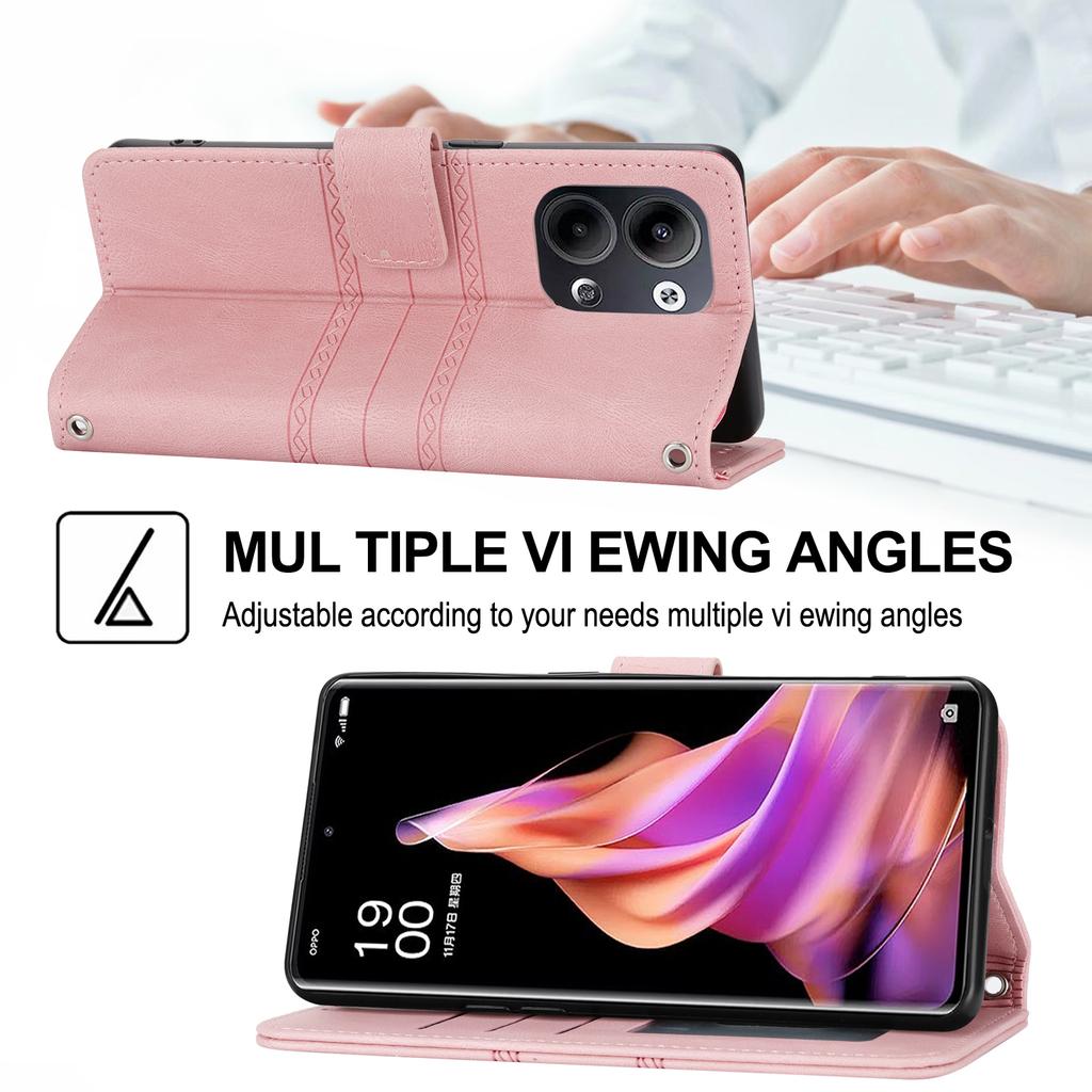 For Oppo Reno13 Pro 5G Case Wallet Skin-Touch Leather Imprinted Phone Cover